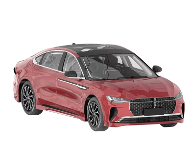 Red Modern Sedan Car with Sporty Black Roof and Stylish Front Grille 3d model