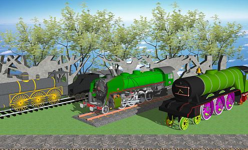 Industrial LOFT locomotive vintage locomotive combination 3d model