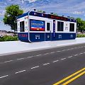 Mobile Police Station Providing Public Services Lost Item Help With Blue White Exterior Police Lights