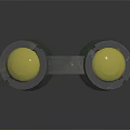 Protective Goggles With Green Frame Gold Lenses Gray Edges And Brown Strap