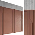 Modern Sofa Background Wall Design With Brown Paneled Decorative Lines And Gray Top