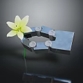 Decorative Modern Garden Ornament With Yellow Flower And Metal Structure