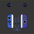 Blue And White Electronic Game Controllers With Wrist Straps Displayed In Multiple Angles