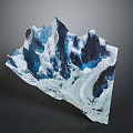 Snowy Mountain Landscape with Blue Rocky Peaks White Snow and Winding Path