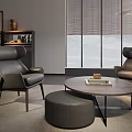 Modern Lounge Room Interior Design With Black Chairs Round Coffee Table And Floor Lamp