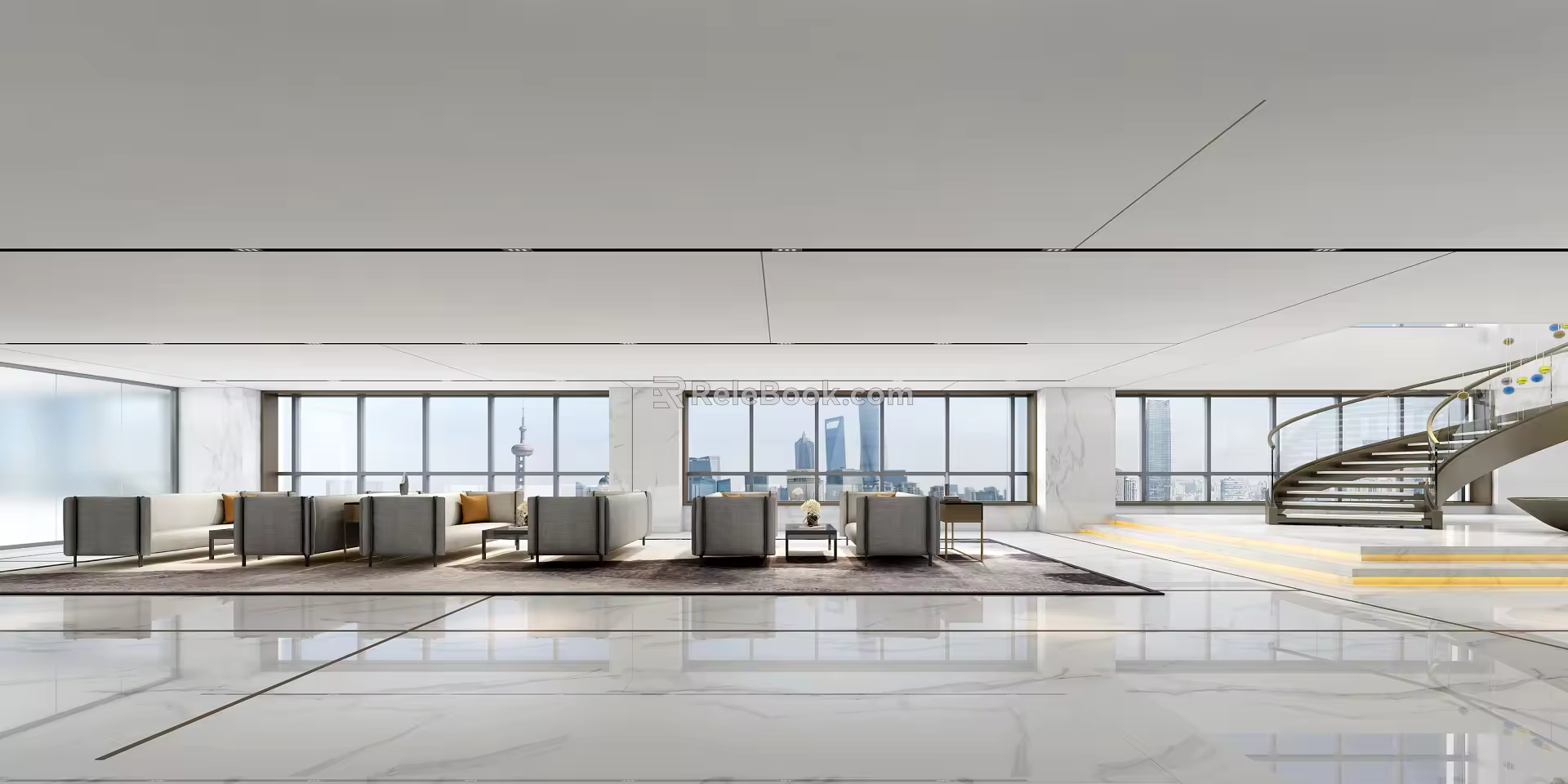 Modern Reception Hall Office Front Desk Reception Hall 3d model