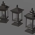 Traditional Black Outdoor Lights Pillar Style With Lattice Shades And Warm Glow