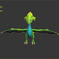 Cute 3D Green Dragon Game Character With Yellow Head Blue Neck And Colorful Wings Claws
