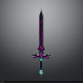Fantasy Decorative Sword With Purple Blade Blue Gemstone And Ornate Hilt