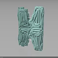 Teal Scene Component With Intricate Textured Layers And 3D Structural Design