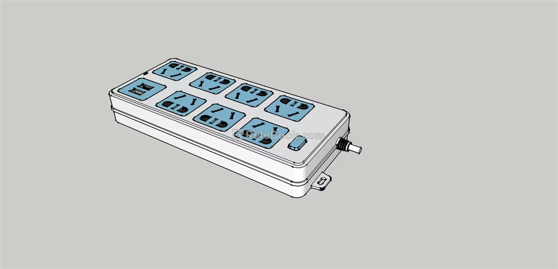 Modern socket equal proportion hole insert row 3d model