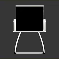 Modern Black Chair With Silver Metal Armrests And Sleek Contemporary Frame Design
