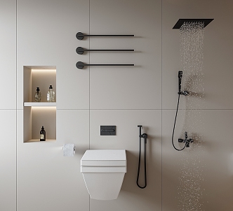 Modern Sanitary Ware Toilet Shower Combination 3d model