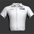 Military Uniform Shirt White Short Sleeve With Shoulder Epaulets Chest Pockets And Decorative Badges