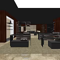 Modern Boutique Store Interior With Wooden Shelves Display Counters And Leather Bag