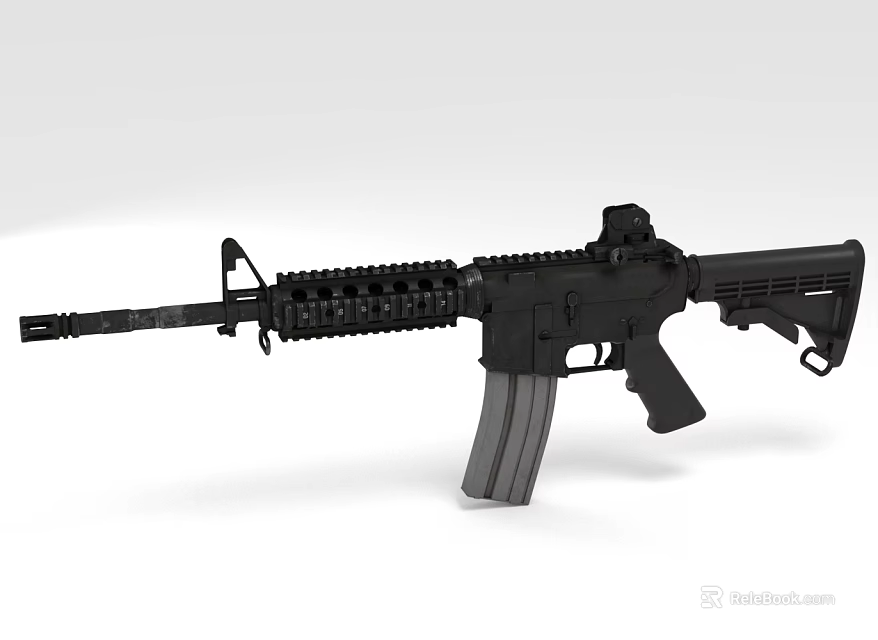 Black Tactical Rifle with Modern Design Barrel Magazine Handguard and Scope 3d model 