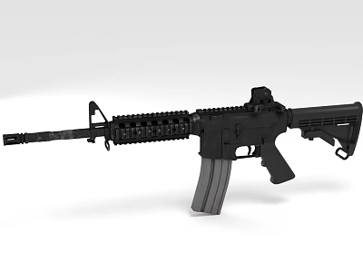 Black Tactical Rifle with Modern Design Barrel Magazine Handguard and Scope 3d model