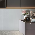 Modern Bedroom Accent Wall With Gray Panels Gold Trim And Artwork
