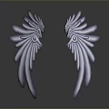 Symmetric Feather Wing Art Design With Glossy Finish And Dark Background Reflection 3d model