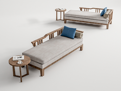 Nordic Style Chaise Log Sofa 3d model