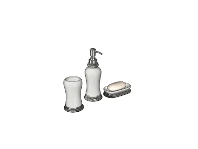 Stylish Bathroom Accessories Set Including Soap Dispenser Cup And Soap Dish 3d model