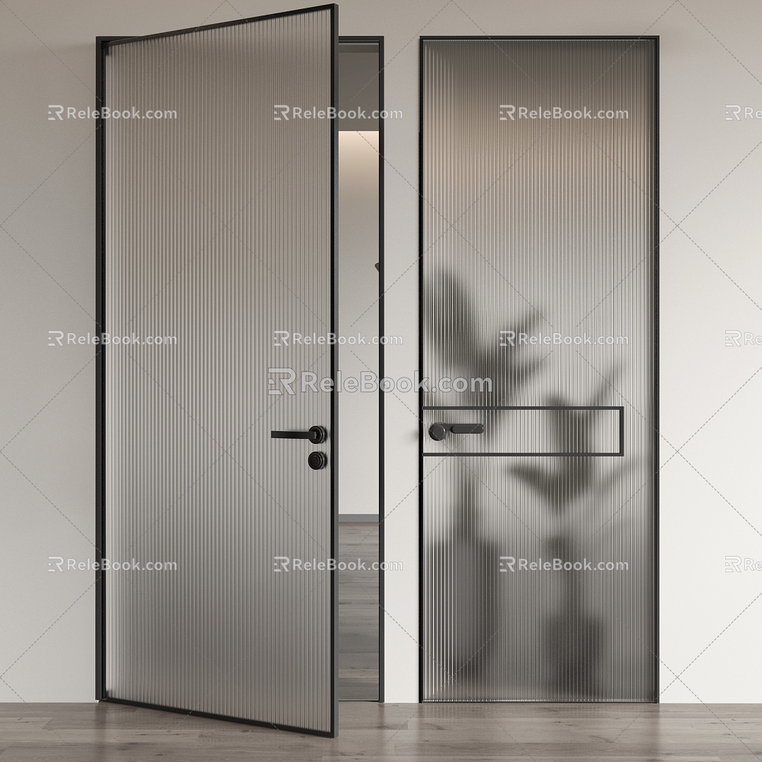 Minimal door office sliding door office door corridor invisible door double door single door 3d model