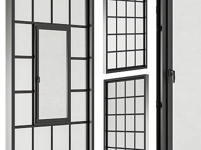 Modern Casement Window With Black Frame And Grid Design For Stylish Home Interiors 3d model