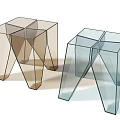 Modern Transparent Geometric Stools With Polyhedral Structure In Light Brown And Blue 3d model