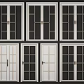 Sliding Doors with Various Grid Patterns White Frames and Black Glass Panels 3d model