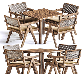 Quiet outdoor tables and chairs 3d model