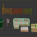 Outdoor Beige Furniture Set With Sofa Ottoman And Single Wicker Chair