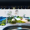 Modern Stage Design With Water Features Decorative Plants Lighting And Steps 3d model