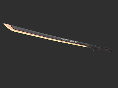 Sharp Decorative Long Sword With Black Handle And Golden Edge Design 3d model