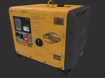 Yellow Portable Generator With Control Panel And Wheels KDE5500 STX3 Kitchen Appliance 3d model