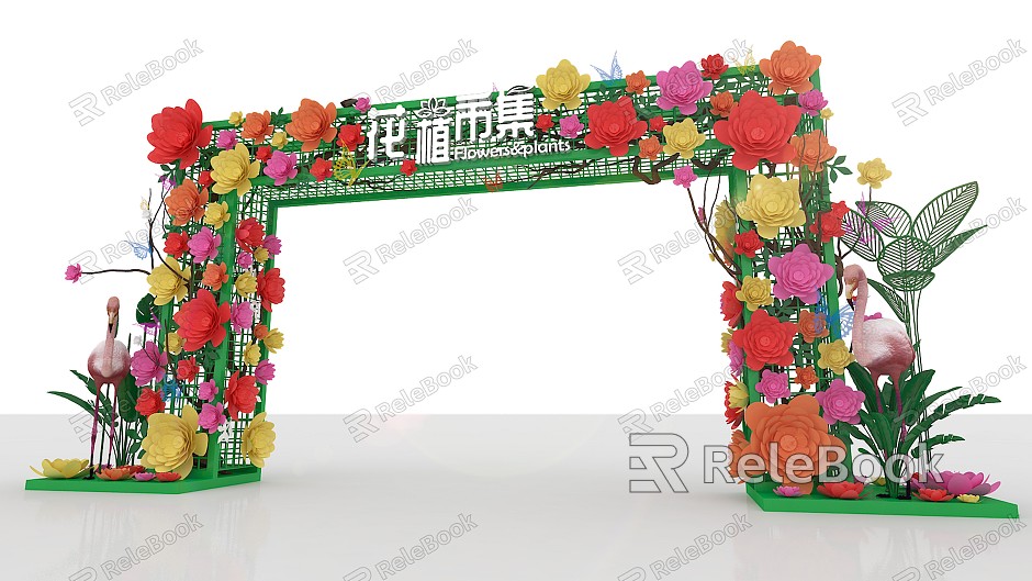 Flower Art Gate Head Market Gate Head Flower Arch model