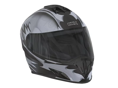 CKX Full Face Helmet With Black And Gray Graphic Design And Visor 3d model