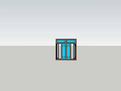 Modern Double Pane Window With Blue Glass And Brown Frame Design 3d model