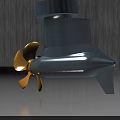 Ship Stern Model Featuring Yellow Propeller And Gray Metallic Structure 3d model