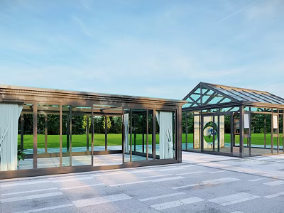 Modern Villa Balcony Design With Glass Structure And Outdoor Green Landscape 3d model