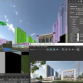 Modern Commercial Street With Glass Facades Pedestrians And Surrounding High Rise Apartments