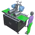 Industrial Processing Equipment With Green Conveyor Belt And Dual Rollers For Operator Operation