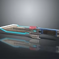 Futuristic Sci Fi Weapon Knife With Blue Red Glowing Elements And Metallic Tech Design 3d model