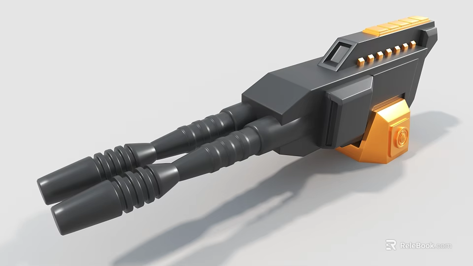 Industrial Dual Nozzle Tool With Black Body And Metallic Gold Components 3d model 