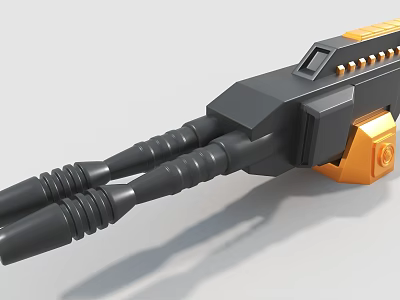 Industrial Dual Nozzle Tool With Black Body And Metallic Gold Components 3d model