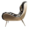 Stylish Leisure Chair With Zebra Stripe Black White Beige Cushion With Logo And Metal Legs