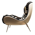 Roberto Cavalli European-style Fabric Leather Leisure Chair 3d model