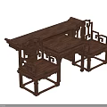 Traditional Chinese Wooden Table and Chair Set with Classic Carved Frame and Elegant Design