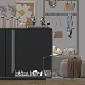 Modern Open Shoe Cabinet with Multiple Shelves and Decorative Items on Top