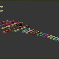 Weapons Collection Featuring Various Types And Colorful Designs Arranged On