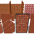Various Decorative Room Partition Designs With Brick Pattern And Hollow Lattice Structures 3d model